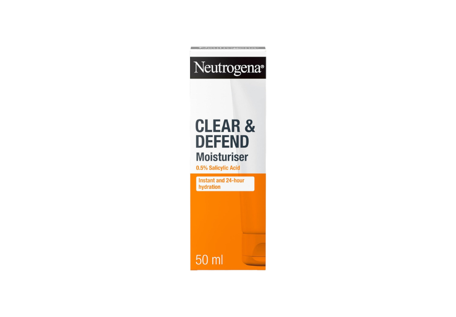 Neutrogena Clear and Defend Moisturiser 50 ml, Oil-Free Daily Face Cream for Spot-Prone Skin, with Purifying 0.5% Salicylic Acid to Help Prevent Breakouts for Smoother, Softer & Clearer Skin